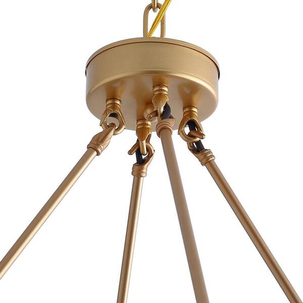 39.4 in. 16-Light Farmhouse Brushed Gold Wagon Wheel Candle Chandelier Geometric Industrial Pendant Lighting