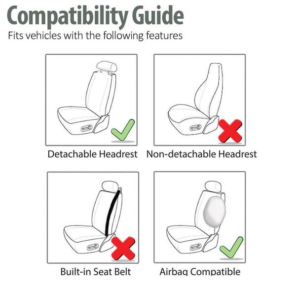 PU Leather 47 in. x 23 in. x 1 in. Rome Half Set Front Seat Covers