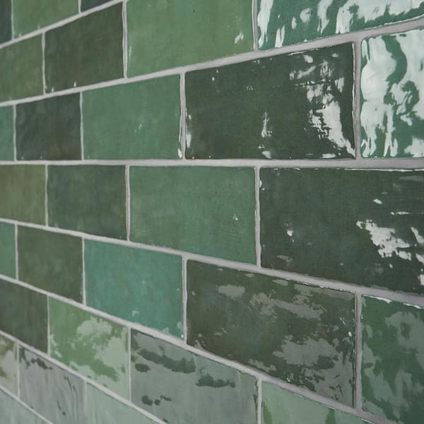 Kingston Green 3 in. x 8 in. Glazed Ceramic Wall Tile (5.38 sq. ft./case)