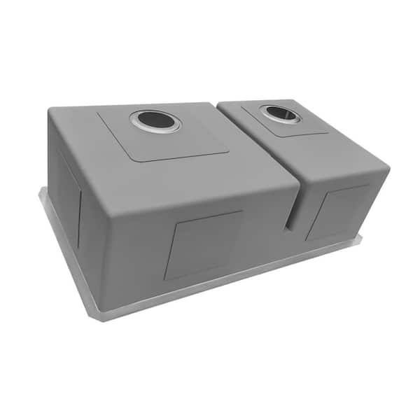 33 in. Low-Divide Double Bowl 60/40 Undermount Tight Radius 16-Gauge Stainless Steel Kitchen Sink