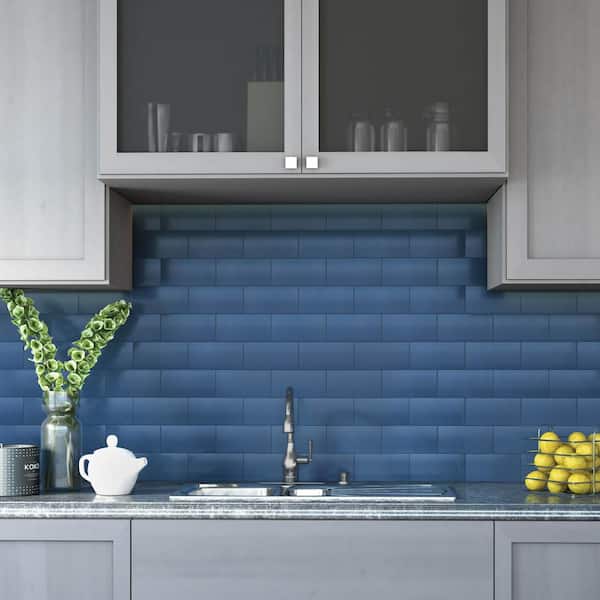 Restore 3 in. x 6 in. Glazed Ceramic Denim Blue Subway Tile (12.5 sq. ft./case)