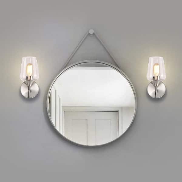 Arlo 5 in. 1-Light Brushed Nickel Indoor Wall Sconce with Clear Glass Shade