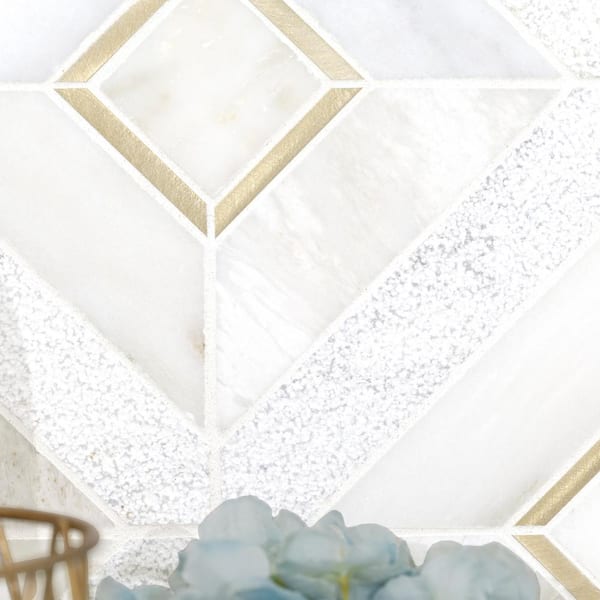 Verona Gold Pattern 11.85 in. x 11.85 in. Honed Multi-Surface Mesh-Mounted Mosaic Tile (9.8 sq. ft./Case)