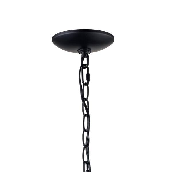 10 in. 1-Light Black Farmhouse Pendant Light Fixture with Caged Metal Shade