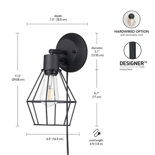 Bryson 1-Light Matte Black Wall Sconce