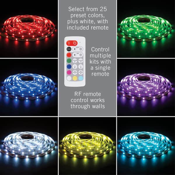 RibbonFlex Home 16 ft. White and RGB Tape Light Hardwire Kit with Remote