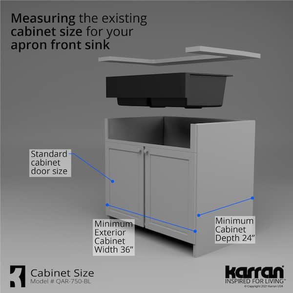 Retrofit Farmhouse Apron Front Quartz Composite 34 in. Double Bowl Kitchen Sink in Black