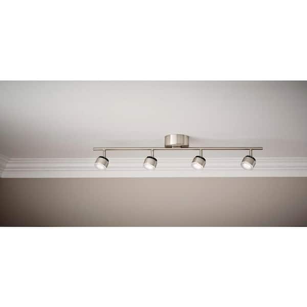 Burgate 2 ft. 4-Light Brushed Nickel Integrated LED Fixed Track Lighting Kit