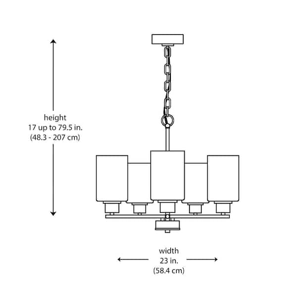 Heath 5-Light Brushed Nickel Chandelier Light Fixture with Frosted Glass Shades