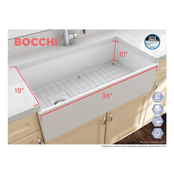 Contempo Farmhouse Apron Front Fireclay 36 in. Single Bowl Kitchen Sink with Bottom Grid and Strainer in White