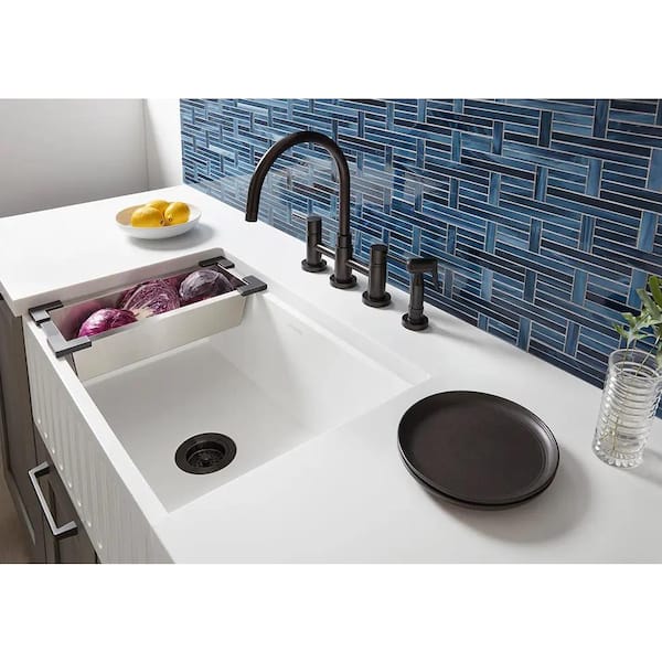 Farmhouse Apron Front Acrylic 30 in. Single Bowl Kitchen Sink in Designer White