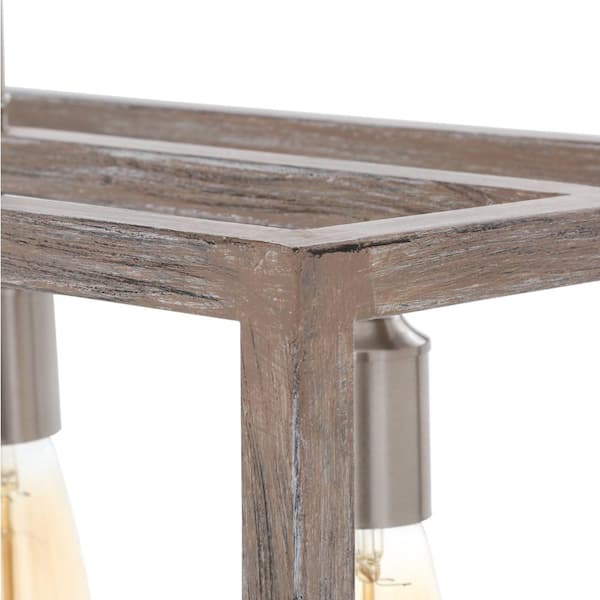 Boswell Quarter 5-Light Brushed Nickel With Weathered Wood Accents Coastal Linear Island Chandelier Bulbs Included