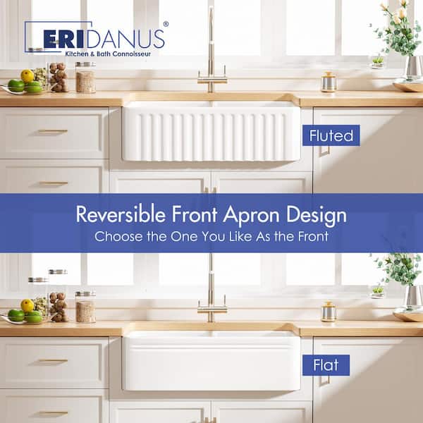 Brooklyn Crisp White Fireclay 33 in. Double Bowl Farmhouse Apron Kitchen Sink with Bottom Grid