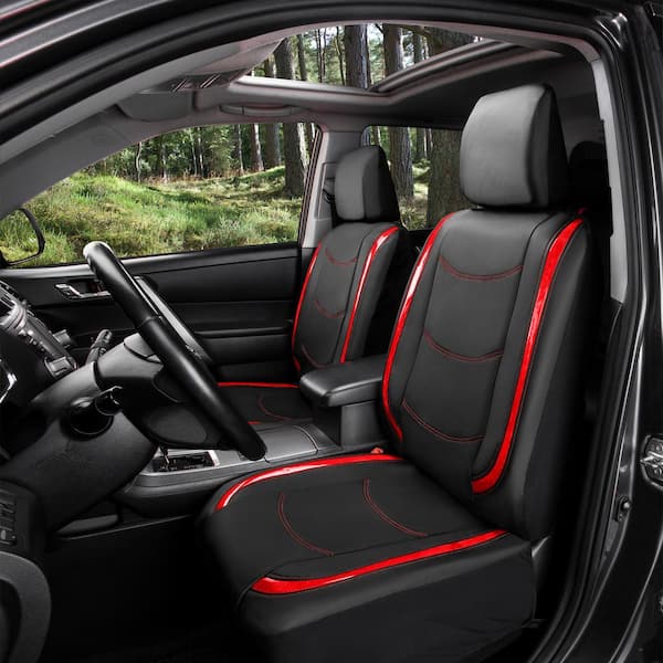 Galaxy13 Metallic Striped Deluxe Leatherette 47 in. x 23 in. x 1 in. Full Set Seat Covers