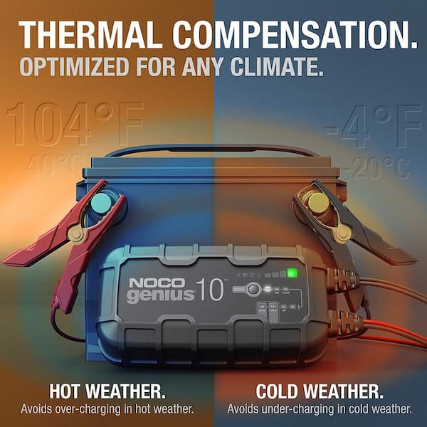 GENIUS10, 10-Amp Fully-Automatic Smart Charger, 6V & 12V Battery Charger & Battery Maintainer