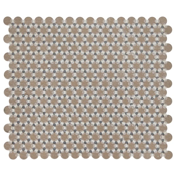 Cascade Ridge Slate 11 in. x 13 in. Glazed Ceramic Penny Round Mosaic Tile (10.6 sq. ft./Case)