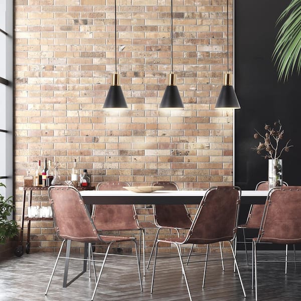 Apollo 33.5 in. 3-Light Adjustable Modern Metal LED Pendant, Black/Brass Gold