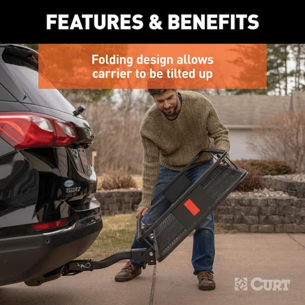 Combo 500 lbs. Capacity 60 in. x 24 in. Black Steel Basket Hitch Cargo Carrier with Cargo Bag and Net