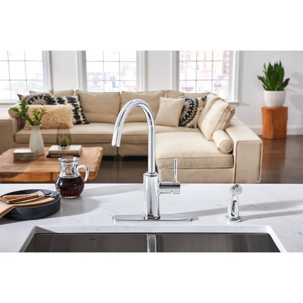 Sombra Single-Handle Standard Kitchen Faucet with Side Sprayer in Chrome