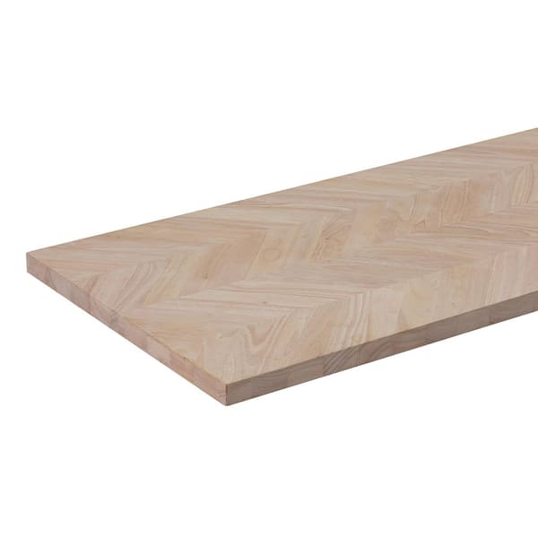 6 ft. L x 25 in. D Unfinished Hevea Chevron Solid Wood Butcher Block Countertop With Square Edge