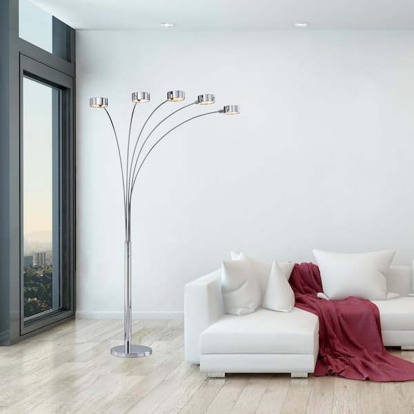88 in. Micah Modern Chrome Arched Floor Lamp with Dimmer