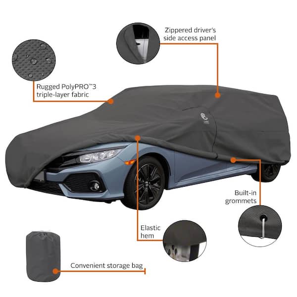 Over Drive 183 in. L x 59 in. W x 51 in. H PolyPRO3 Hatchback Car Cover in Grey