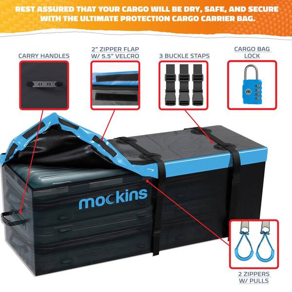 500 lbs. Capacity Hitch Mount Cargo Carrier Set with Folding Shank and 2 in. Raise, Cargo Bag, Net, Straps, Locks - Blue