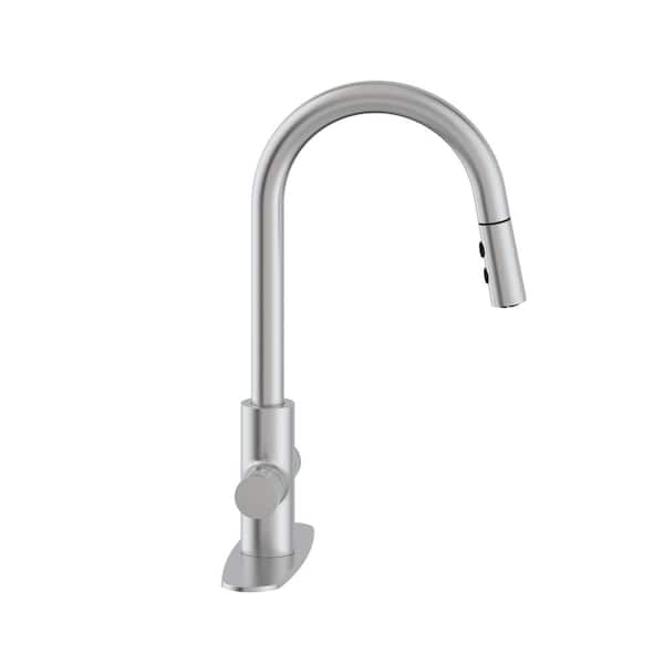 HotMaster 4-in-1 Single-Handle Pull Down Kitchen Faucet with DigiHot Instant Hot Water Tank in Stainless Steel