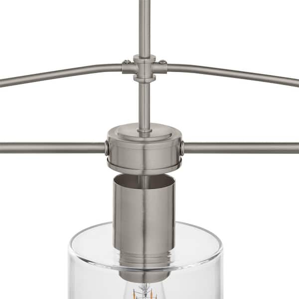 Sutton Place 3-Light Brushed Nickel Farmhouse Dining Room Chandelier, Linear Kitchen Island Pendant Light