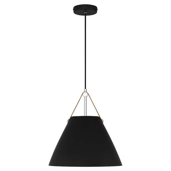 Harper 1-Light Matte Black Pendant with Metal Shade