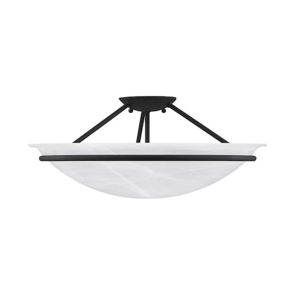 Providence 3-Light Black Incandescent Ceiling Semi-Flush Mount