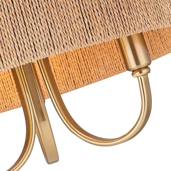 Collision 17.7 in. 3-Light Gold/Wood Semi-Flush Mount