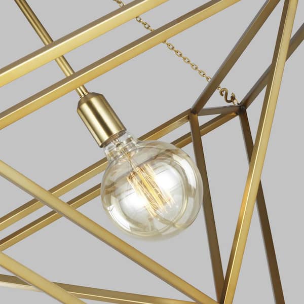 Carat Large 1-Light Burnished Brass Cage Pendant Light