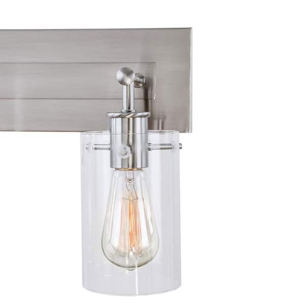 Regan 21 in. 3-Light Brushed Nickel Bathroom Vanity Light with Clear Glass Shades