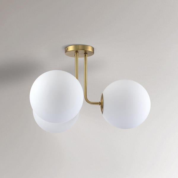 Lueck 22 in. 3-Light Modern Sputnik Globe Semi Flush Mount
