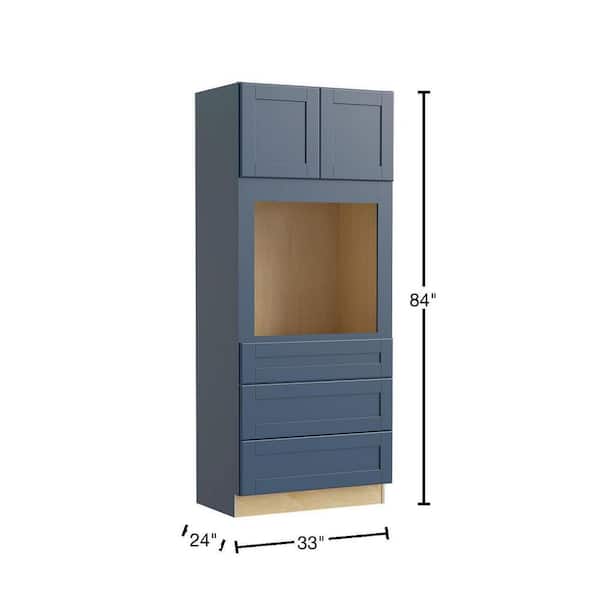 Washington Vessel Blue Plywood Shaker Assembled Single Oven Kitchen Cabinet Soft Close 33 in W x 24 in D x 84 in H