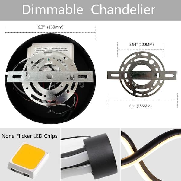 Modern Creative Integrated LED Dimmable Black Hanging Pendant Light