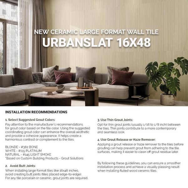 UrbanSlat Natural 16 in. x 48 in. Matte Ceramic Wall Tile (15.51 sq. ft./Case)