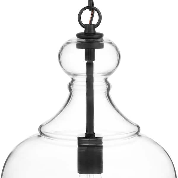 Bakerston 1-Light Matte Black Hanging Pendant with Clear Glass Shade