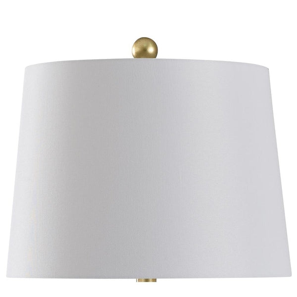 25 in. Gold/Distressed Silver/Faux Cracks Table Lamp with Geneva White Hardback Fabric Shade
