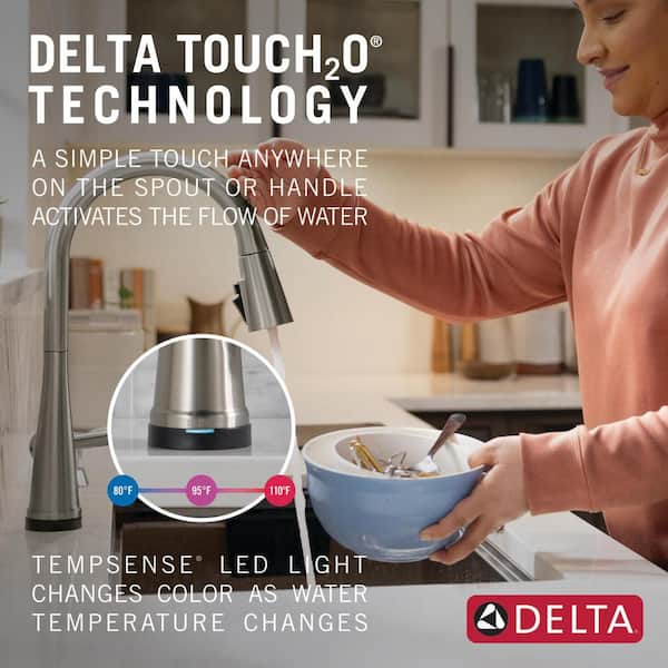 Greydon Touch2O Single Handle Pull Down Sprayer Kitchen Faucet with ShieldSpray Technology in SpotShield Stainless Steel