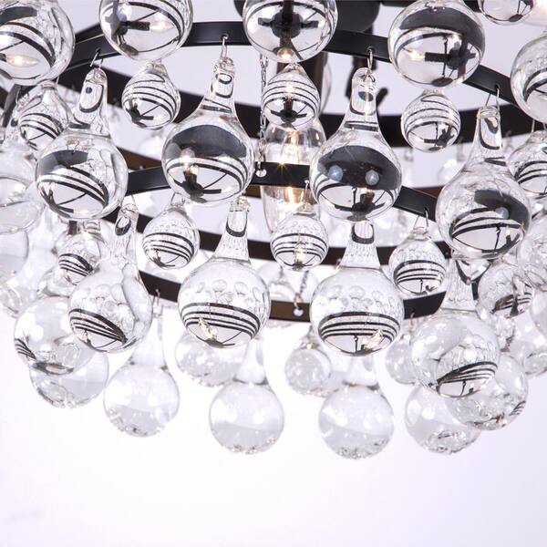 Jackson 17.5 in. 5-Light Black Semi-Flush Mount With Crystal