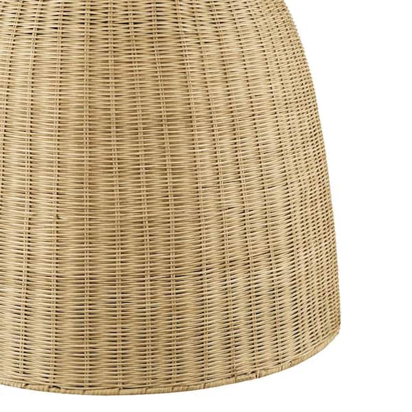 Highler 1-Light Matte Black Pendant with Natural Rattan Shade