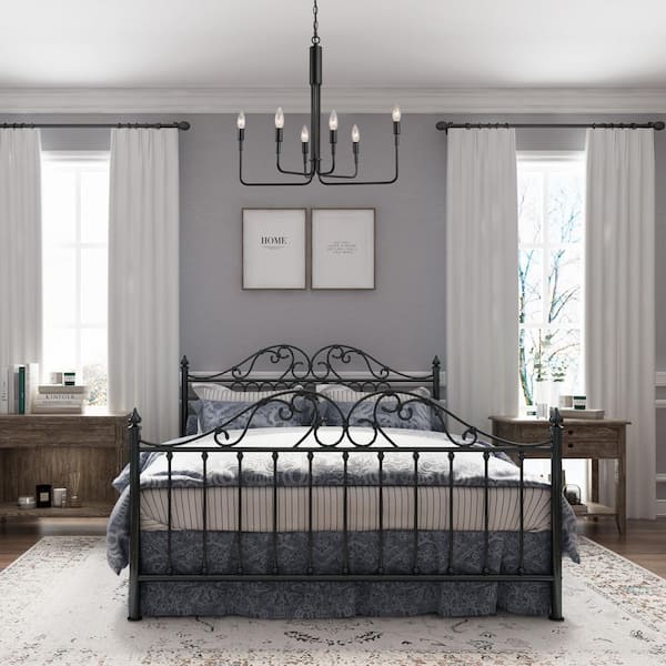 Asymmetric Modern 6-Light Black Rustic Transitional Candlestick Kitchen Island Chandelier