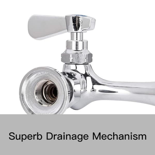 2-Handle Wall Mount Kitchen Faucet With 8 Inch Swivel Spout 8