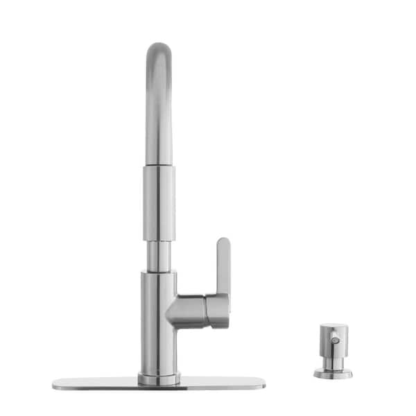 Paulina Single-Handle Pull-Down Sprayer Kitchen Faucet with TurboSpray, FastMount and Soap Dispenser in Stainless Steel