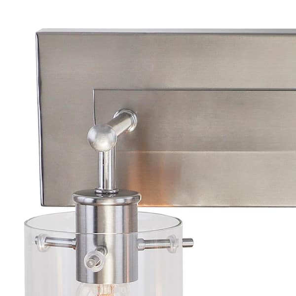 Regan 12.75 in. 2-Light Brushed Nickel Vanity Light with Clear Glass Shades