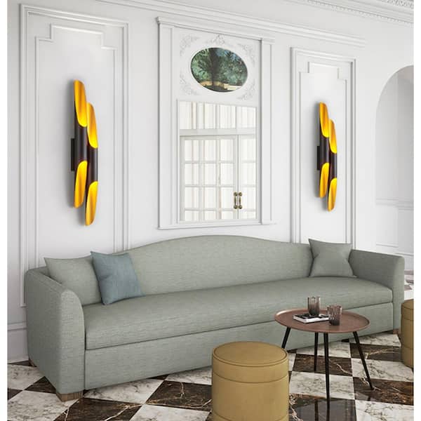 2-Lights Matte Black and Gold Die-casting Aluminum Wall Sconce Vanity light