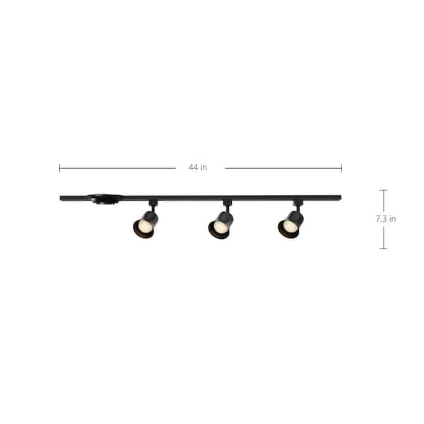 Flared Black 3-Light Integrated LED Linear Track Step Head