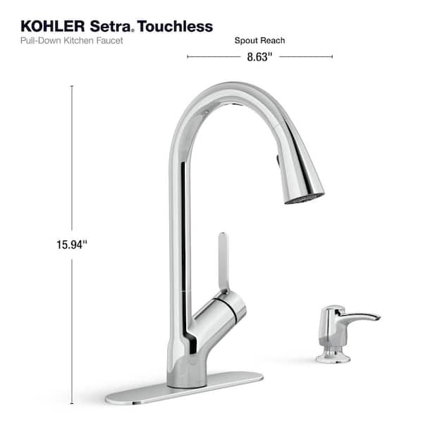 Setra Single-Handle Touchless Pull-Down Sprayer Kitchen Faucet in Polished Chrome